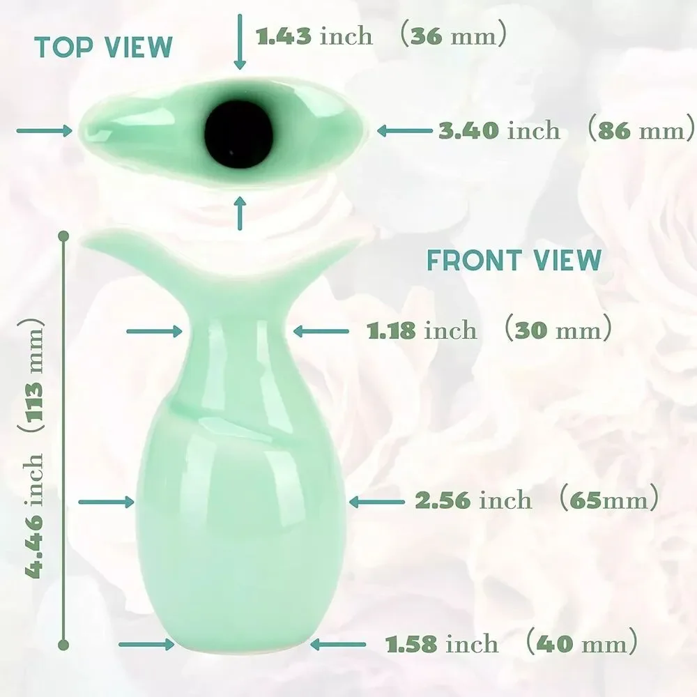 Set of 2 Celadon Small Bud Vase for Flowers Mini Vases for Decor, Green and Blue